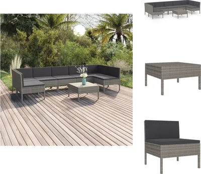 Produktbild von vidaXL 8-tlg. Garten-Lounge-Set mit Auflagen Poly Rattan Grau -  Gartenmöbel-Sets