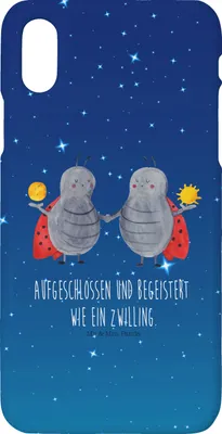 Produktbild von Mr. & Mrs. Panda Iphone 10 Handyhülle Sternzeichen Zwilling - Sternenhimmel Blau - Geschenk, Cover, Marienkäfer, Zwillingsbruder, Zwillinge, Glückskäfer, Hülle, Handy, X