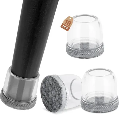 Imagen del producto de Tapas redondas para patas de sillas, 18 unidades, de 19 a 25 mm, con fieltro, para proteger el suelo