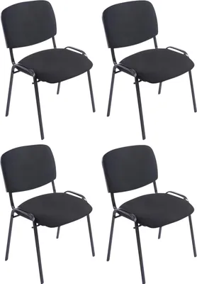 Produktbild von CLP 4er Set Stapelstühle XL Ken Stoff mit Metallgestell schwarz