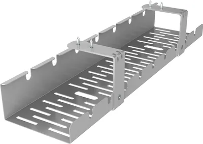 Produktbild von Kabelkanal, horizontal Kabelabdeckung, schraubbarer Kabelhalter, Untertisch Kabelkanal, Kabelkorb,  Kabelwanne (Untertisch-/Wandmontage, schraubbar, verstaut Kabel, Ladegeräte, Netzteile, Steckdosenleisten) Spacetronik SPK-520G Grau