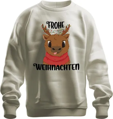 Produktbild von Frohe Weihnachten Rentier S - Weihnachten Weihnachtsgeschenk Christmas Uni Sweatshirt Pullover, Natur, 3XL