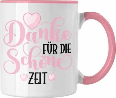 Produktbild von Trendation - Danke für Die Schöne Zeit Tasse Geschenk Abschied Kollege Lehrerin Kollegin Freundin Abschiedsgeschenk Spruch Jobwechsel Neuer Job (Rosa)