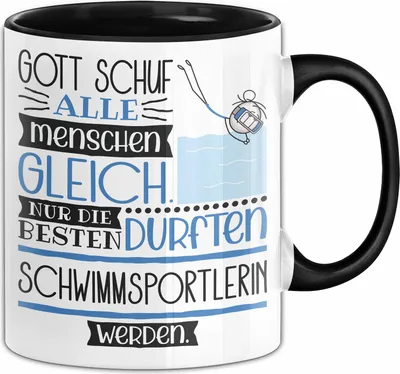 Produktbild von Schwimmsportlerin Geschenk Becher Tasse Gott Schuf Alle Menschen Gleich Nur Die Besten Durfeten Schwimmsportlerin Werden Geschenkidee Lustig (Schwarz)