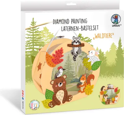 Produktbild von URSUS Diamond Painting Laternen-Bastelset "Waldtiere"