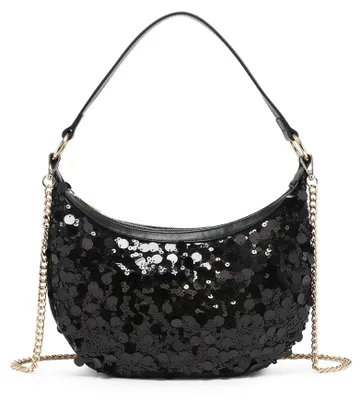 Productafbeelding van Schoudertas voor dames, zwart, met pailletten, van polyester, glamoureuze stijl