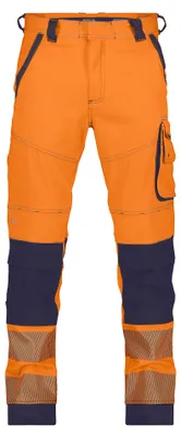 Obrázek produktu pro Strečové kalhoty s vysokým pasem a kapsami na kolenou, NEONORANGE/DARK BLUE, velikost 50