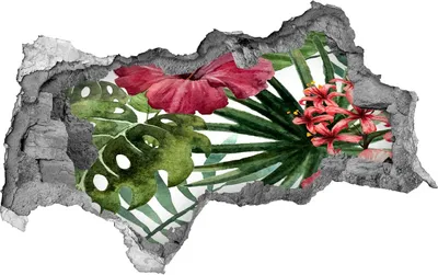 Produktbild von Selbstklebender Loch-3D-Aufkleber 95x73 cm tropische Blumen