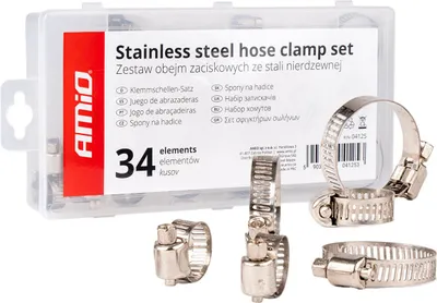 Produktbild von Edelstahl Schlauchschellen-Set 34-teilig, rostfrei, AMIO-04125