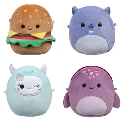 Image de Squishmallows Knuffel Pluche Micromallows - Carl, Yollie, Javari, Tudor, paquet de 4