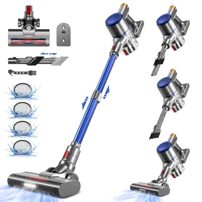Produktbild von Hiazurm Akku Staubsauger,HEPAx4,Staubsauger kabellos,40 Min,Haushalte mit Haustieren ,kabelloser Staubsauger,Anti-Tangle-Staubsauger