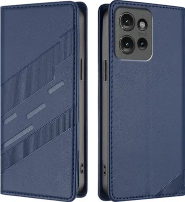 Produktbild von Hülle für Motorola Edge 50, Kunstleder Brieftaschen Handyhülle mit Kartenfach und Standfunktion Blau