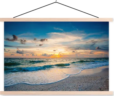 Produktbild von MuchoWow® Textilposter Strand - Meer - Sonnenuntergang 60x40 cm mit holzfarbenen Rahmen - Bilder
