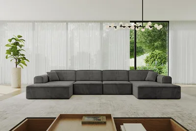 Produktbild von ALTDECOR Ecksofa in U-Form IREA-U2-v3 386x165x77 cm Dunkelgrau Corner Sofa Bett Eckcouch Couch L-Form Wohnlandschaft Cauchsofa