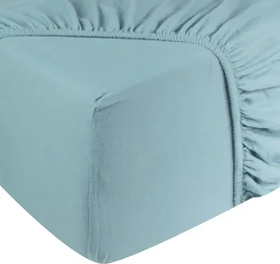 Produktbild von DoubleDry Spannbettlaken Jersey 180x200cm - 100% Baumwolle - Spannbetttuch - 25cm Steg - Hellblau