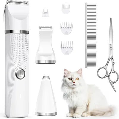 Productafbeelding van Tondeuse voor katten en honden - stil - oplaadbaar via USB-C - met verzorgingsschaar en kammen - waterdicht