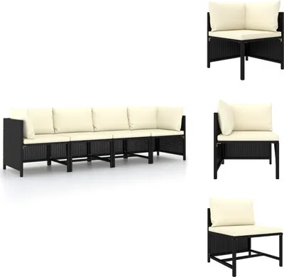 Produktbild von vidaXL 4-Sitzer-Gartensofa mit Auflagen Schwarz Poly Rattan -  Gartensofaelemente