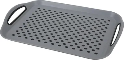 Image de Plateau en plastique Plateau de service Plateau antidérapant Plateau de petit déjeuner Aide au service Plateau multi-usages Plateau de transport , Couleur:gris foncé