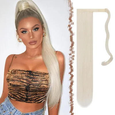 Obrázek produktu pro Paruka, cop, syntetická, hladká, dlouhá, platinově blond, 60 cm