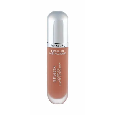 A single tube of Revlon Ultra HD Matte Metallic Lipcolor is shown upright against a white background.