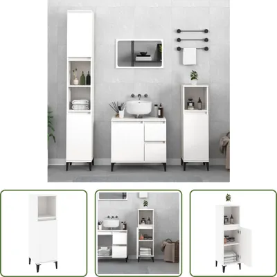 Produktbild von The Living Store Badschrank Weiß 30x30x100 cm Holzwerkstoff