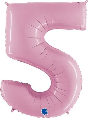 Zdjęcie produktu dla Balon Foliowy Cyfra 5 Różowa Pastel Pink, 66 cm Grabo