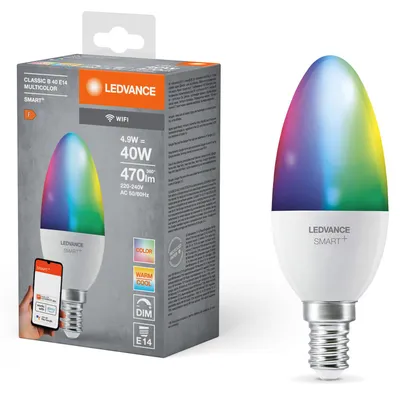 Imagen del producto de LEDVANCE 4058075778597 LEDVANCE WLAN-Lampe SMART+ WiFi Classic B40 RGBW E14 4,9 W matt