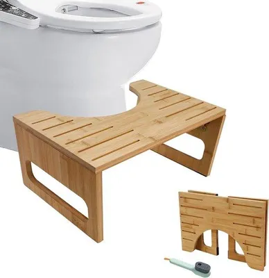 Immagine prodotto di Famanu: Sgabello da toilette in legno – bambù, pieghevole, salutare, per adulti e bambini