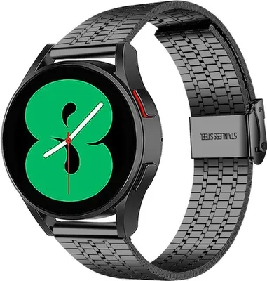 Produktbild von Strap-it Edelstahlarmband - Kompatibel mit Samsung Galaxy Watch Armband 42mm Ersatzarmband Edelstahl - Verstellbarer Verschluss - Hochwertiges Material - für Smartwatch 20mm Armband Schwarz