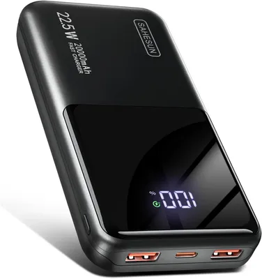 Produktbild von Powerbank 20000mAh, PD 22,5W Schnelllade-Externer-Akku, tragbares Powerbank mit 1 USB-C 2 USB-A Anschluss, LCD Display Akkupack