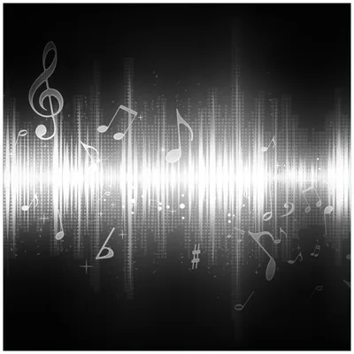 Produktbild von Wallario Premium Glasbild, freischwebende Optik, kräftige Farben, Größe 50 x 50 cm Motiv Noten der Musik in schwarz und weiß