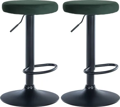 Produktbild von CLP 2er Set Barhocker Ponte Samt höhenverstellbar und drehbar grün Material Gestell Metall matt schwarz