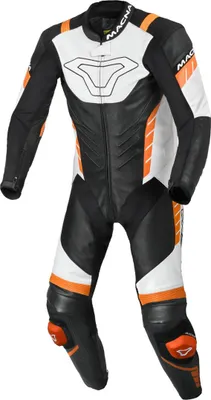 Image de Macna Varshall combinaison de cuir perforée 1 pièce pour moto, noir/blanc/orange, 52