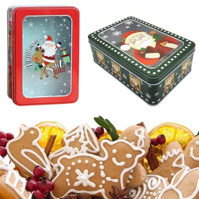 2 Weihnachts-Keksdosen aus Metall, 30x16x6 cm, stapelbar