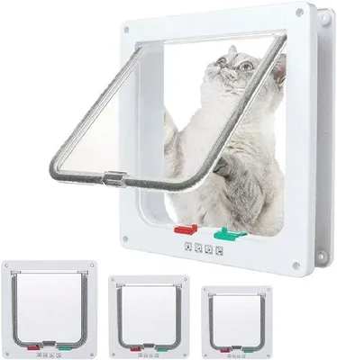 Produktbild von Famanu Katzentür mit 4-fach Verriegelung - Wetterfeste Haustiertür für Katzen und Hunde