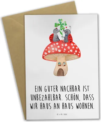 Produktbild von Mr. & Mrs. Panda Glückwunschkarte Guter Nachbar - Weiß - Geschenk, Freundschaft, Danke sagen, Aufmerksamkeit, Wertschätzung, osterkarte, Nachbarschaftsdienst, Bedanken