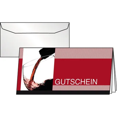 Produktbild von SIGEL DC404 Gutschein-Karten (inkl. transparente Umschläge), Vino Rosso, DIN lang (2/3 A4), 10 Karten