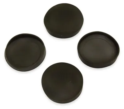 Gummikappen für 32 mm Magnete, 4 Stück, schwarz, rund