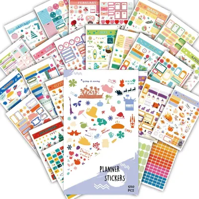 Produktbild von Scrapbook Sticker Set, Vintage Motive, 12 Bogen, über 500 Stück, 17 x 24 cm, für Bullet Journal