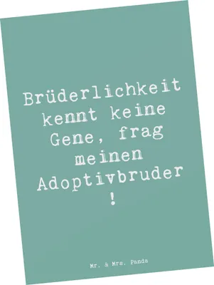 Produktbild von Mr. & Mrs. Panda Postkarte Spruch Adoptivbruder Liebe - Meeresbrise - Geschenk, Postkarten, Adoption, Grußkarte, persönliche Erinnerungen, Familie, Verbundenheit