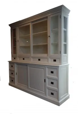 Produktbild von Casa Padrino Großer Shabby Chic Buffetschrank im Landhaus Stil, Weiß, 220 x 50/45 x 225 cm