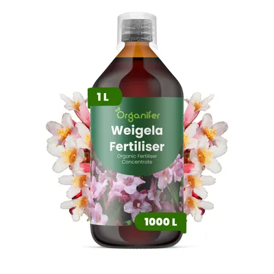 Produktbild von Flüssigdünger Für Weigelien 1L – 2-1-8 NPK – Flüssig-Pflanzendünger Für Weigelien – Für Üppige Blüten, Kräftige Pflanzen & Starke Wurzeln – Organifer