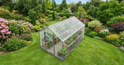 Produktbild von Gewächshaus aus Polycarbonat von Garten Dream "Victoria Mini" 2,5x10m mit 4mm Polycarbonat