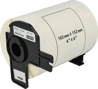 Produktbild von vhbw Rolle mit Halter 102mm x 152mm (200 Etiketten) kompatibel mit Brother PT QL-1050, QL1050N, QL-1060, QL1060N Drucker - Standard Weiß