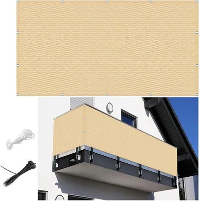 Obrázok produktu pre Zastrešenie balkóna – Ochrana balkóna – Zabezpečenie súkromia – Odolná tkanina z HDPE – 90 x 600 cm – Pieskovožltá