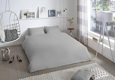 Produktbild von good morning Renforcé Bettwäsche 3 teilig Bettbezug 200 x 220 cm Kopfkissenbezug 60 x 70 cm Uni duvet cover 0270.50.02 Light grey
