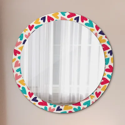 Produktbild von Ø90cm Modern Spiegel - Wandspiegel Wandmontage- Schlafzimmer - bunt Herzen