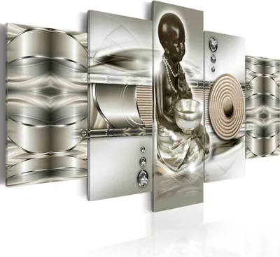 Produktbild von Modernes Wandbild h-A-0032-b-n (100x50) - 5 Teilig Bilder Fotografie auf Vlies Leinwand Foto Bild Dekoration Wand Bilder Kunstdruck BUDDHA ZEN ABSTRAKT