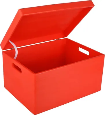 Immagine prodotto di Creative Deco XXL Rossa Grande Scatola in Legno Porta Oggetti | 40x30x24 cm | Coperchio e Maniglie | Contenitore Giochi Bambini Cassetta Portagiochi