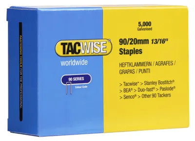 Immagine prodotto di TACWISE 307 TACWISE morsetti posteriori stretti 90/20 mm zincati, 5.000 pezzi